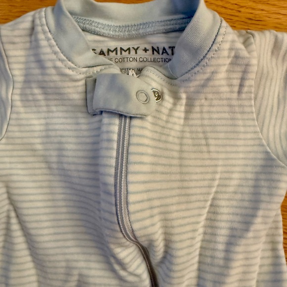 Sammy + Nat Blue and White Striped Footie - Picture 2 of 5